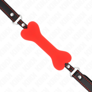 Kink Collar & Gag-Roter Knochen 12 cm Gag 63 X 2 cm-Silikon · Bondage & Handschellen (Bild 4)