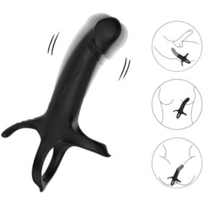 Armony For Him-Penis Ring mit Vibrator und Dildo Schwarz-Silikon, 10 · Sextoys (Bild 2)
