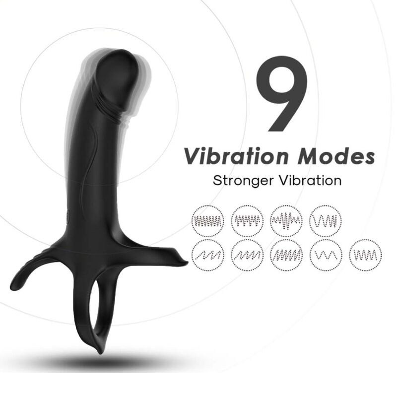 Armony For Him-Penis Ring mit Vibrator und Dildo Schwarz-Silikon, 10 · Sextoys (Bild 4)