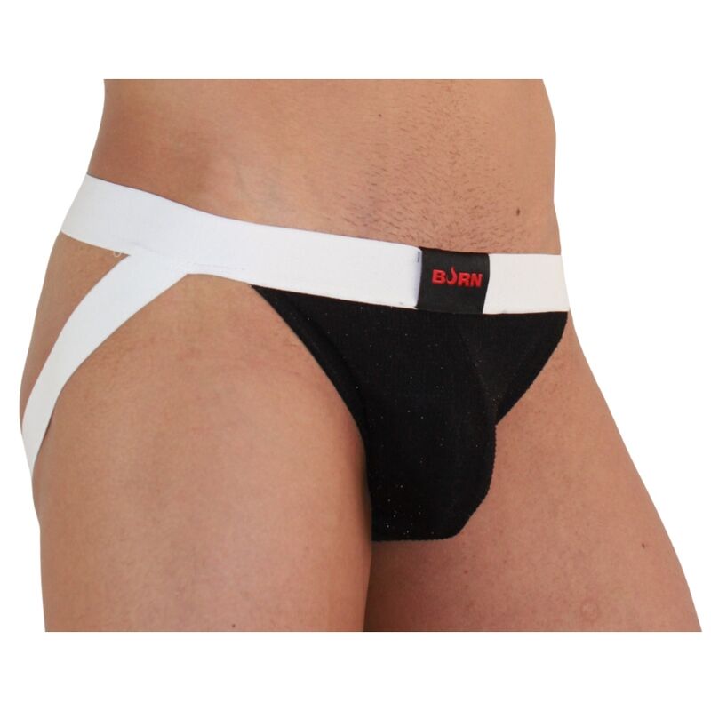 BURN - 004 JOCK SHINY BLACK / WHITE S Burn-004 Jock Lucido Schwarz/Weiß · Herrenunterwäsche