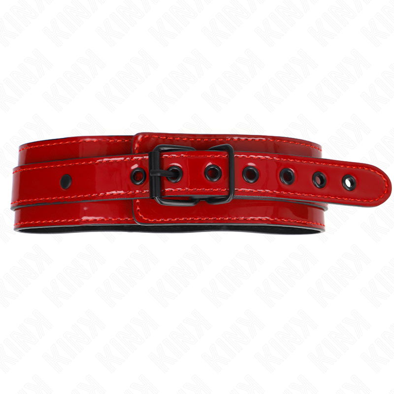 Kink Collar & Gag-Einstellbare Halskette Rot Wein 37.5-49.5 cm X 5 cm · Bondage & Handschellen (Bild 4)