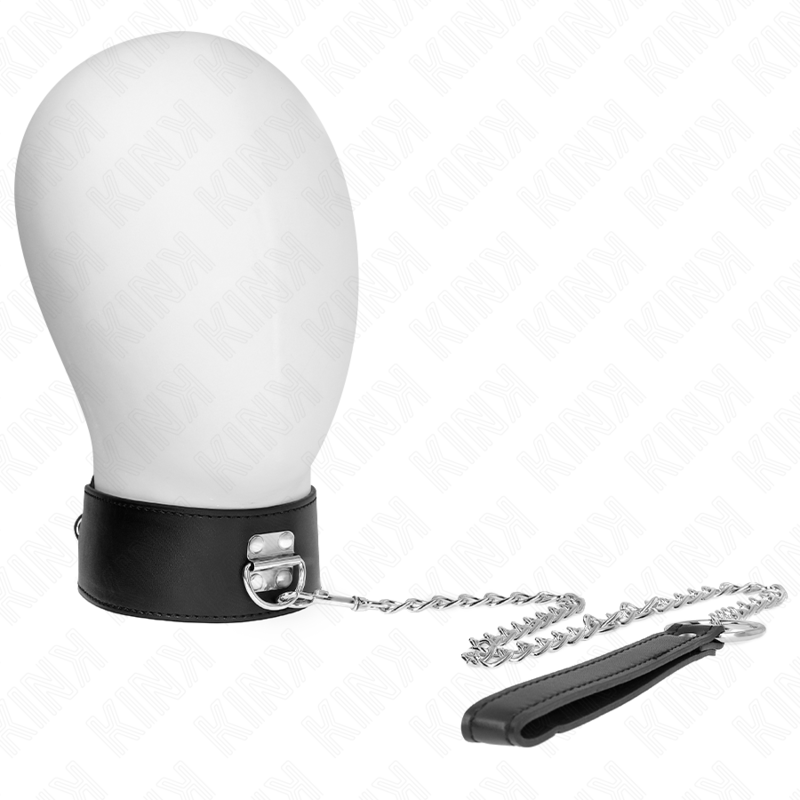 Kink Collar & Gag-Halsband mit Leine 65 cm, breiter Riemen Schwarz