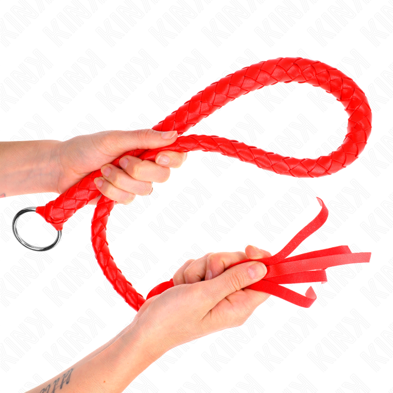 Kink Impact & Touch-Fahrrad Schlange mit Ring Rot für Hand 65 cm · BDSM-Zubehör