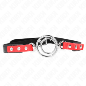 Kink Collar & Gag-Halskette mit Mehrfachring 4/4.8 cm Rot 38 X · Bondage & Handschellen
