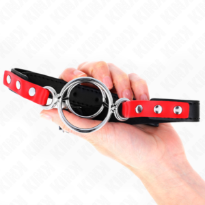 Kink Collar & Gag-Halskette mit Mehrfachring 4/4.8 cm Rot 38 X · Bondage & Handschellen (Bild 3)