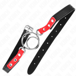 Kink Collar & Gag-Halskette mit Mehrfachring 4/4.8 cm Rot 38 X · Bondage & Handschellen (Bild 2)