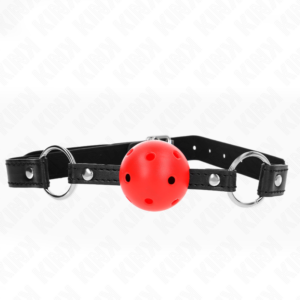 Kink Collar & Gag-Knebel mit massivem Ball Rot 4.5 cm Modell 1 63.5 X