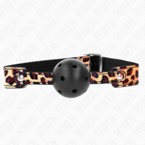 Kink Collar & Gag-Leopard Breathable Ball 4.5 cm Gag 65 X 2.5 cm · Bondage & Handschellen (Bild 2)