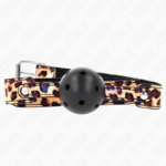 Kink Collar & Gag-Leopard Breathable Ball 4.5 cm Gag 65 X 2.5 cm · Bondage & Handschellen