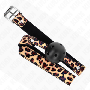 Kink Collar & Gag-Leopard Breathable Ball 4.5 cm Gag 65 X 2.5 cm · Bondage & Handschellen (Bild 3)