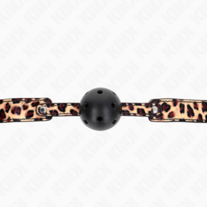 Kink Collar & Gag-Leopard Breathable Ball 4.5 cm Gag 65 X 2.5 cm · Bondage & Handschellen (Bild 4)