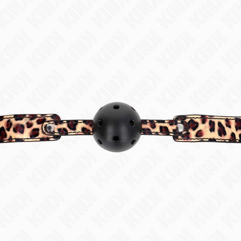 Kink Collar & Gag-Leopard Breathable Ball 4.5 cm Gag 65 X 2.5 cm · Bondage & Handschellen (Bild 4)