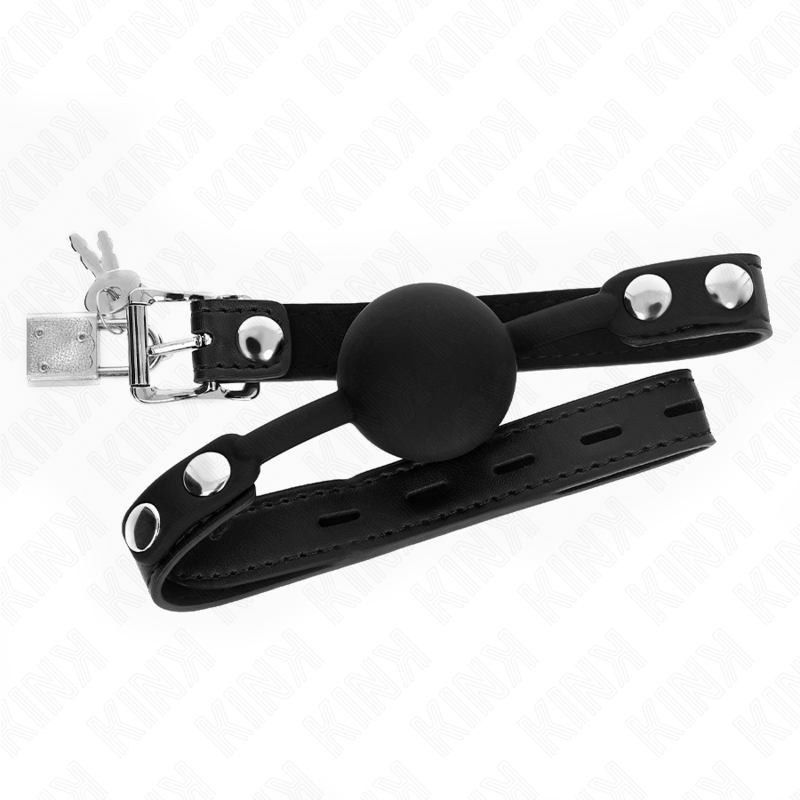 Kink Collar & Gag-Modell 1 Ball aus Silikon 4 cm Gag mit Schloss 60 · Bondage & Handschellen (Bild 4)