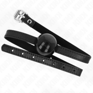 Kink Collar & Gag-Gag mit Fester Kugel Schwarz 4 cm, Gürtel 65 X 1.5 cm · Bondage & Handschellen (Bild 3)