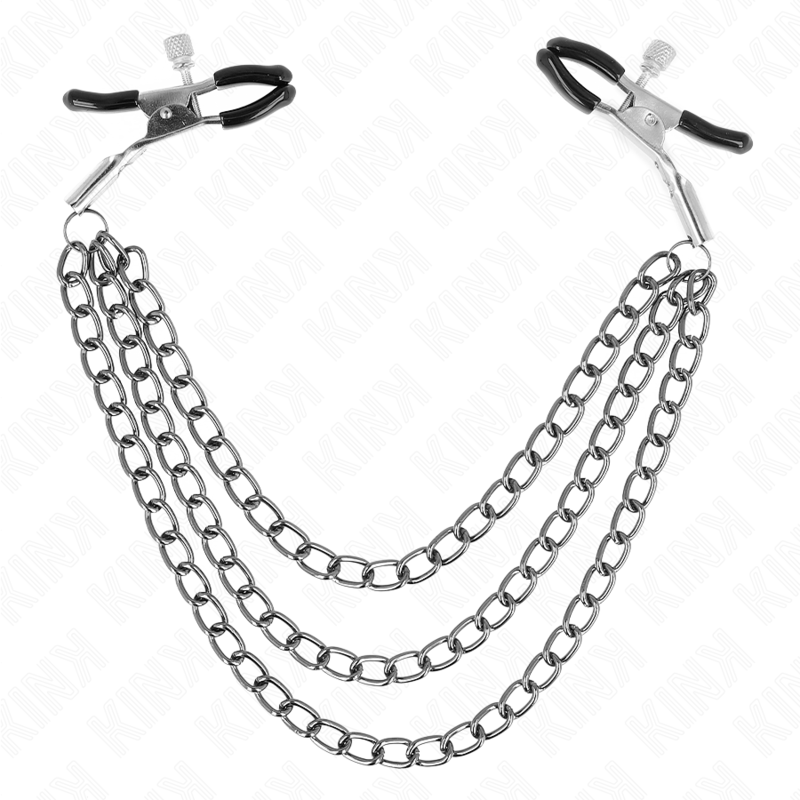 Kink Nipple Grip-Brustwarzen mit drei schwarzen Ketten · BDSM-Zubehör