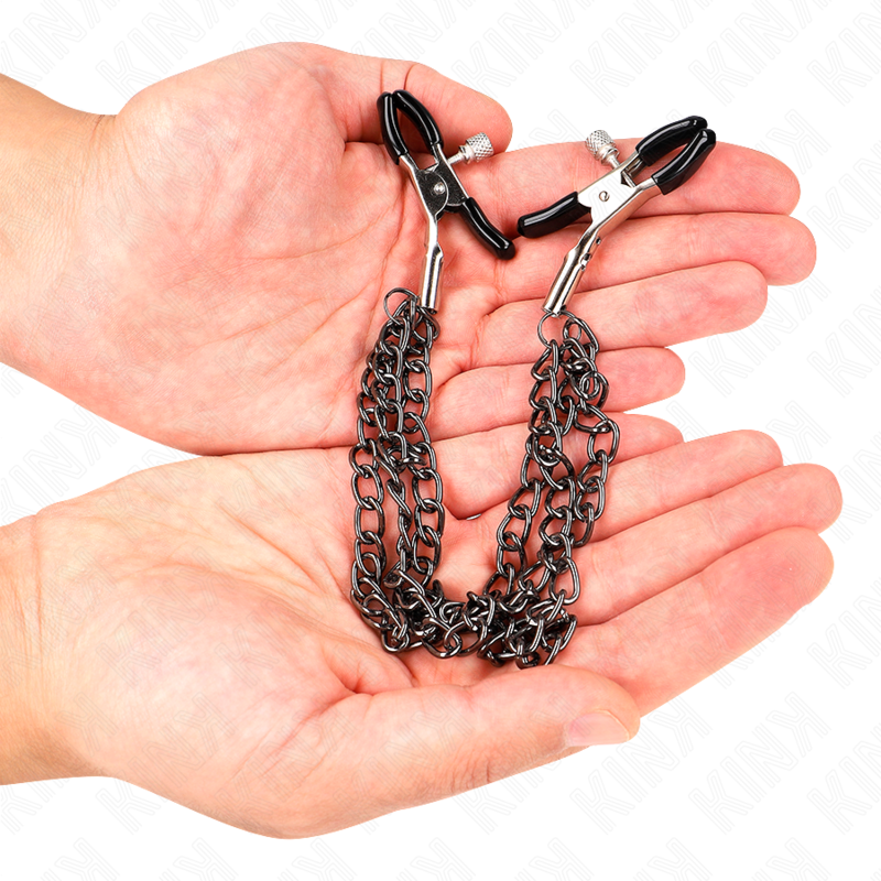 Kink Nipple Grip-Brustwarzen mit drei schwarzen Ketten · BDSM-Zubehör (Bild 3)