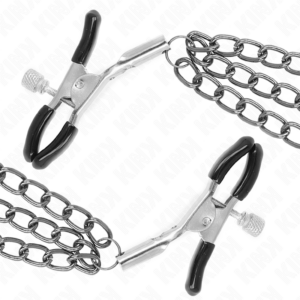 Kink Nipple Grip-Brustwarzen mit drei schwarzen Ketten · BDSM-Zubehör (Bild 4)