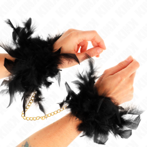 Kink Wrist Restraint-Manschetten mit Federn und Goldkette Modell 1-Metall