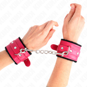 Kink Wrist Restraint-Handgelenkmanschetten gefüttert mit-Schwarz, Rosa
