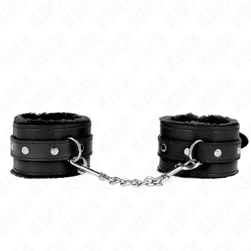 Kink Wrist Restraint-Handschellen Premium Gepolsterte Schwarz-Fell · Bondage & Handschellen (Bild 2)