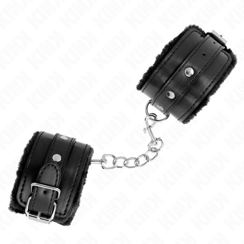 Kink Wrist Restraint-Handschellen Premium Gepolsterte Schwarz-Fell · Bondage & Handschellen (Bild 3)
