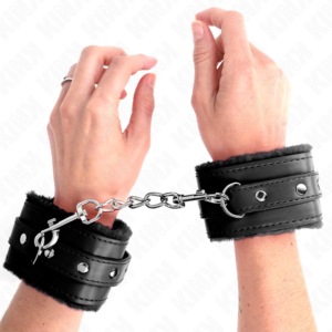 Kink Wrist Restraint-Handschellen Premium Gepolsterte Schwarz-Fell · Bondage & Handschellen