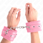 Kink Wrist Restraint-Premium Polster mit Rosa Pelz · Bondage & Handschellen