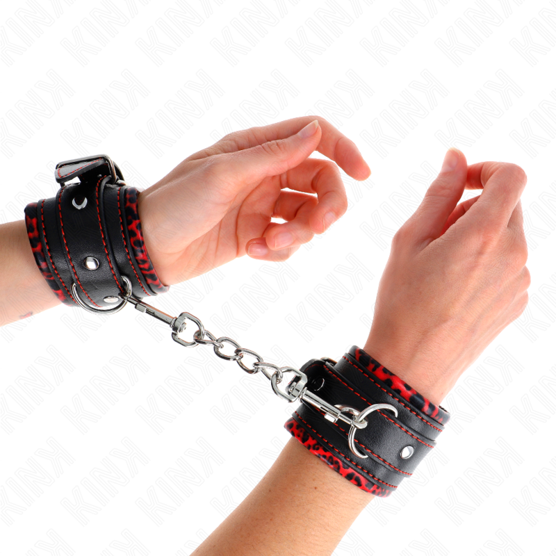 Kink Wrist Restraint-Gepolsterte Handgelenkfesseln-Rot, Schwarz