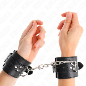 Kink Wrist Restraint-Handgelenkfesseln Schwarz mit schwarzem Riemen