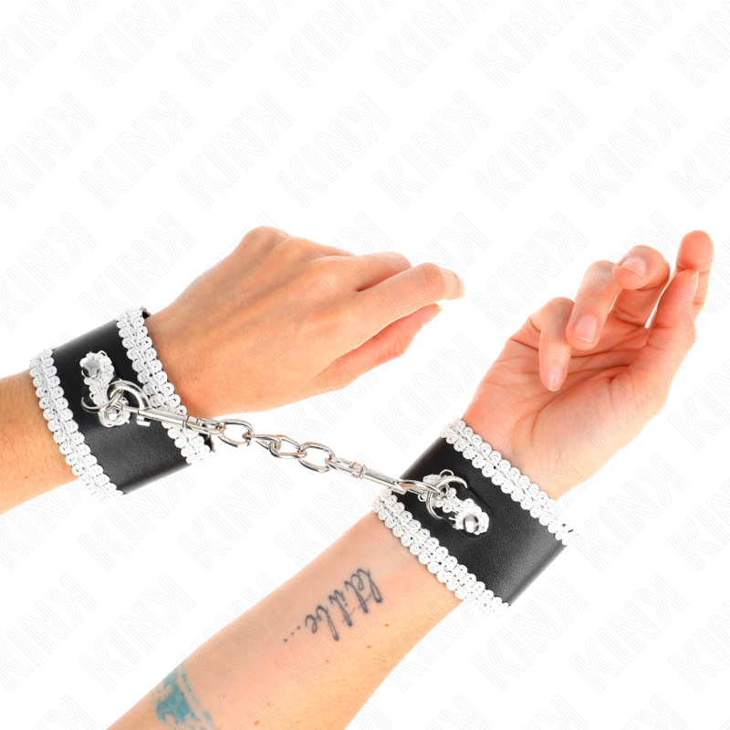 Kink Wrist Restraint-Handgelenkmanschetten Schwarz mit Spitze