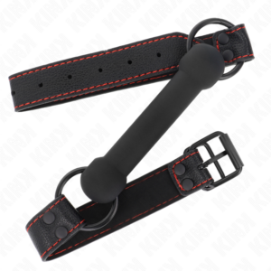 Kink Collar & Gag-Bone Gag mit Armband Imitation Schwarz Haut · Bondage & Handschellen (Bild 3)