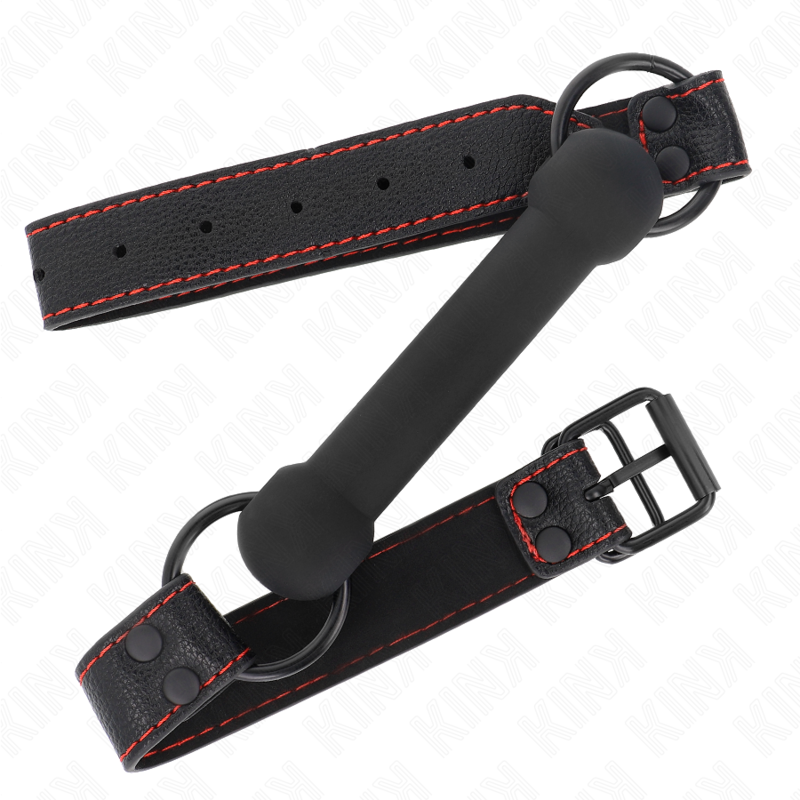 Kink Collar & Gag-Bone Gag mit Armband Imitation Schwarz Haut · Bondage & Handschellen (Bild 3)