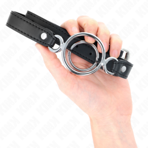 Kink Collar & Gag-Gag mit Multiple O-Rings 5 cm, Schwarz, 63 X 2.5 cm · Bondage & Handschellen (Bild 4)