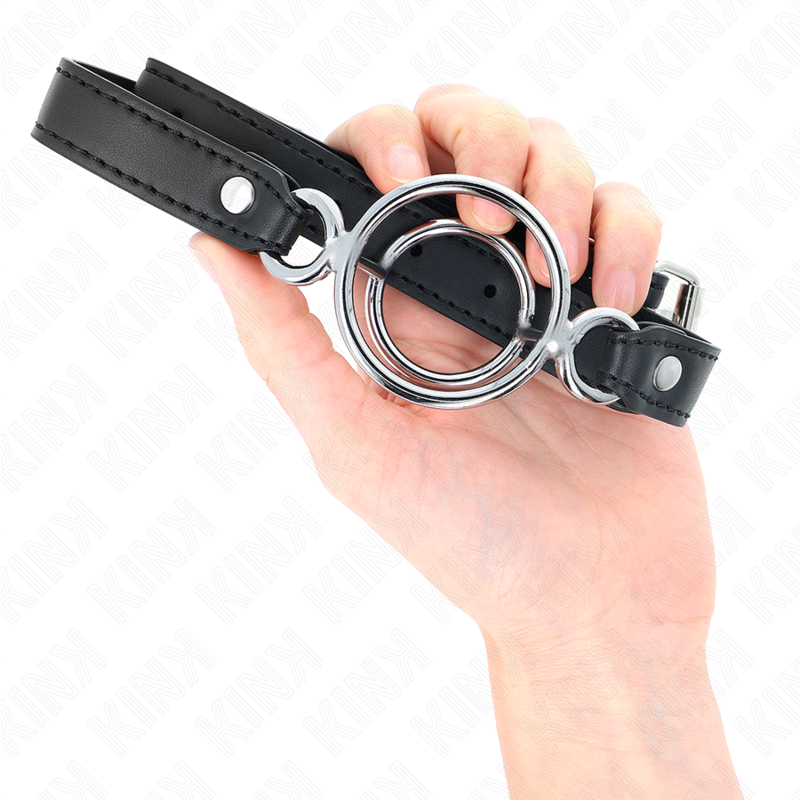 Kink Collar & Gag-Gag mit Multiple O-Rings 5 cm, Schwarz, 63 X 2.5 cm · Bondage & Handschellen (Bild 4)