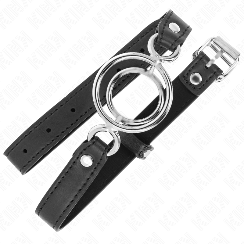 Kink Collar & Gag-Gag mit Multiple O-Rings 5 cm, Schwarz, 63 X 2.5 cm · Bondage & Handschellen (Bild 2)