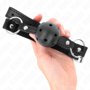 Kink Collar & Gag-Gag Ball Schwarz 4.5 cm Modell 1 63.5 X 2 cm · Bondage & Handschellen (Bild 4)