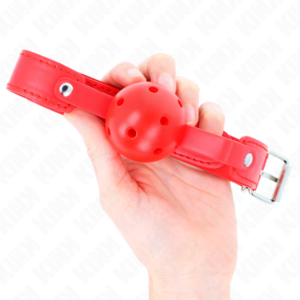 Kink Collar & Gag-Ball Gag Atemschutz Rot 4.5 cm, Armband 65 X · Bondage & Handschellen (Bild 3)