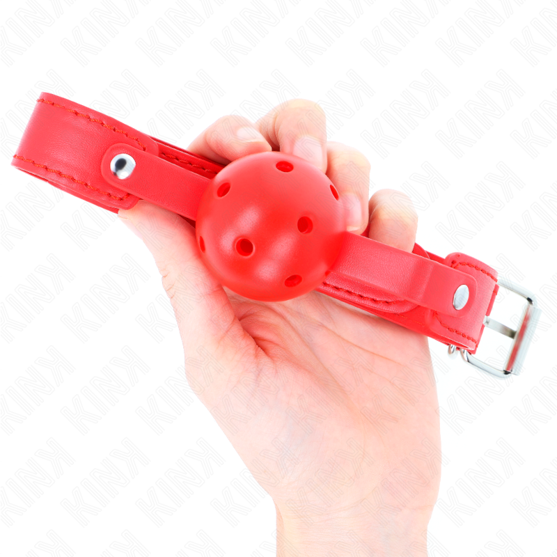 Kink Collar & Gag-Ball Gag Atemschutz Rot 4.5 cm, Armband 65 X · Bondage & Handschellen (Bild 3)