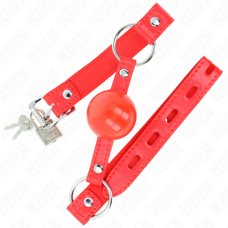 Kink Collar & Gag-Tpe Ball 4 cm Gag mit Rot Lock 60 X 2 cm · Bondage & Handschellen (Bild 3)