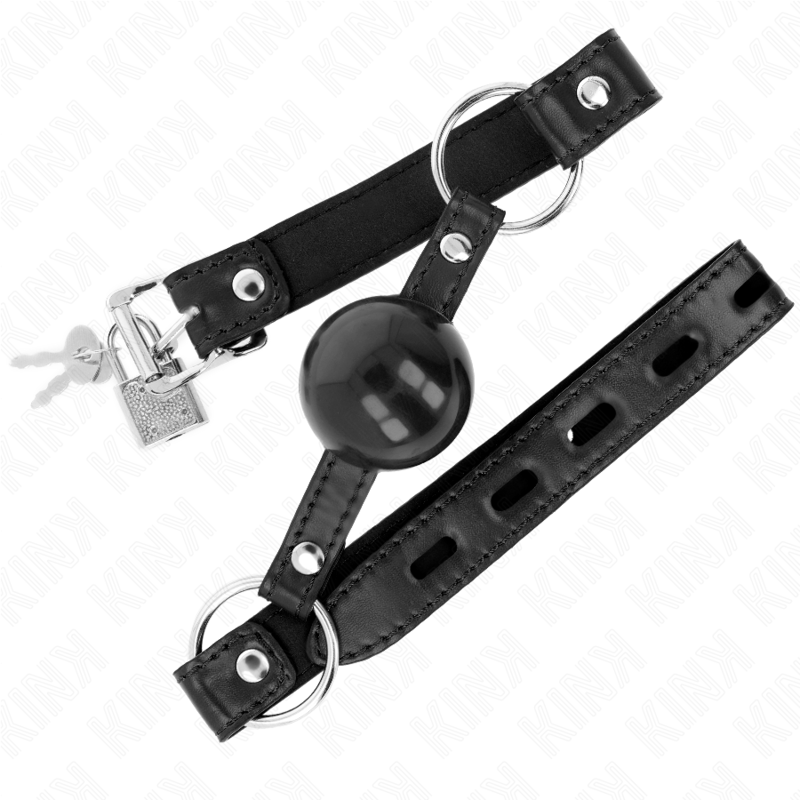Kink Collar & Gag-Gag mit Kugel Tpe Schwarz 4 cm, 60 X 2 cm · Bondage & Handschellen (Bild 2)