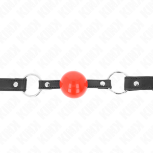 Kink Collar & Gag-Ball Gag 4 cm mit Schloss, Rot Ball, Armband · Bondage & Handschellen