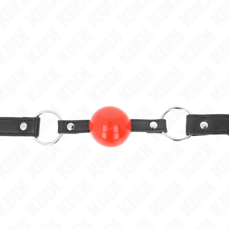Kink Collar & Gag-Ballknebel 4 cm mit Schloss, Ball Rot, Riemen