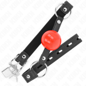 Kink Collar & Gag-Ball Gag 4 cm mit Schloss, Rot Ball, Armband · Bondage & Handschellen (Bild 2)
