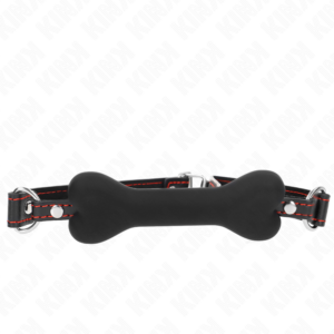 Kink Collar & Gag-Black Bone 12 cm Gag 63 X 2 cm-Silikon · Bondage & Handschellen