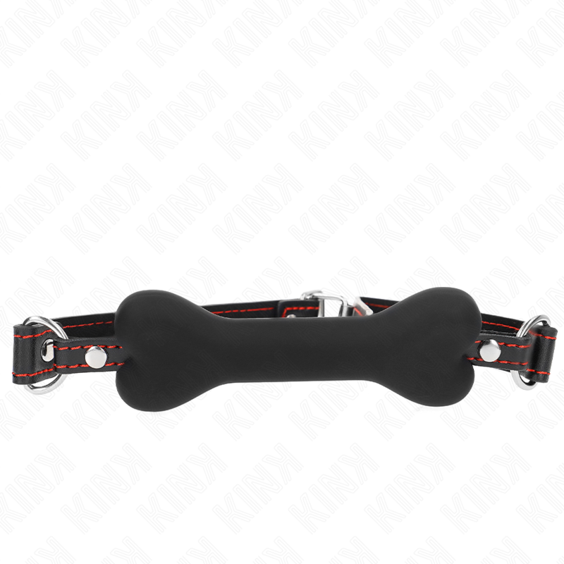 Kink Collar & Gag-Black Bone 12 cm Gag 63 X 2 cm-Silikon · Bondage & Handschellen