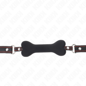 Kink Collar & Gag-Black Bone 12 cm Gag 63 X 2 cm-Silikon · Bondage & Handschellen (Bild 3)