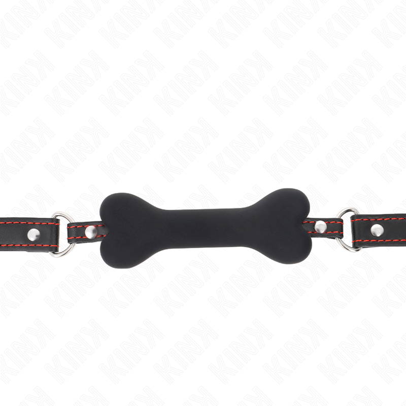Kink Collar & Gag-Black Bone 12 cm Gag 63 X 2 cm-Silikon · Bondage & Handschellen (Bild 3)