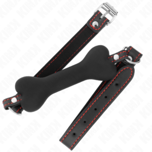 Kink Collar & Gag-Black Bone 12 cm Gag 63 X 2 cm-Silikon · Bondage & Handschellen (Bild 2)
