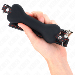 Kink Collar & Gag-Black Bone 12 cm Gag 63 X 2 cm-Silikon · Bondage & Handschellen (Bild 4)