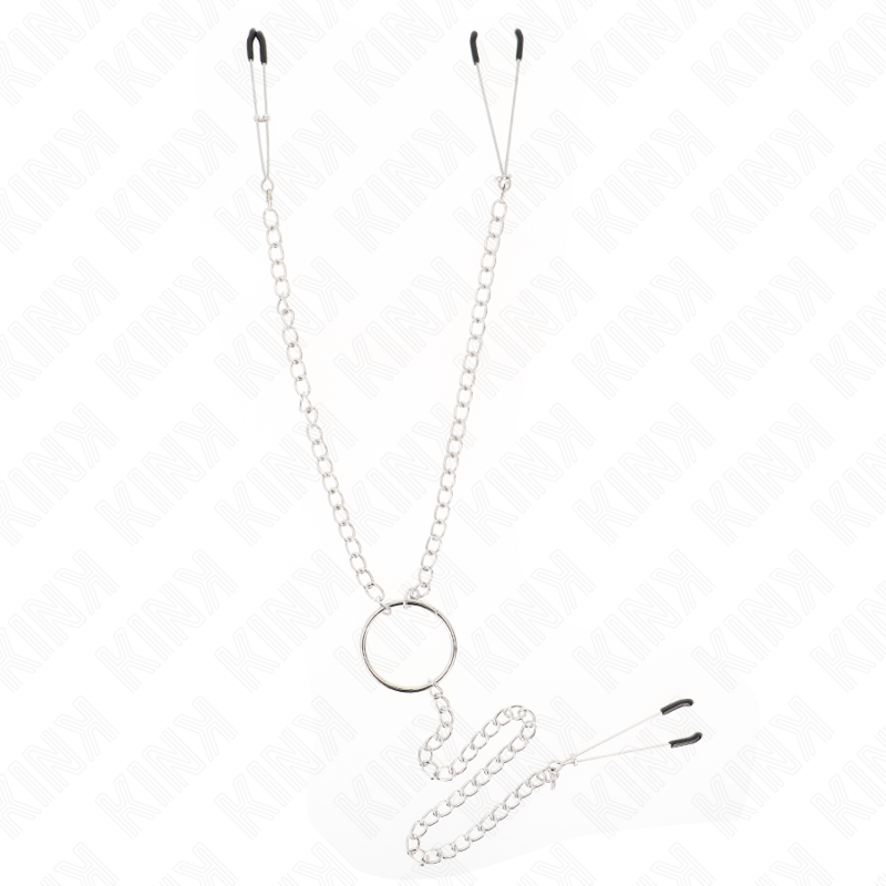 Kink Nipple Grip-Triple Clip für Seno und Klitoris in Ketten · BDSM-Zubehör